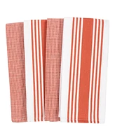 Kaf Home Center Band Waffle Cotton 4 Piece Flat Kitchen Towel, 18" x 28"