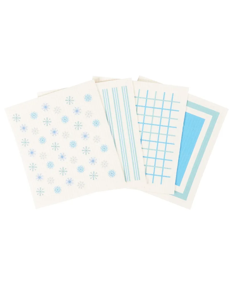 Kaf Home Swedish Dish Cloths, Snowflakes, Set of 4