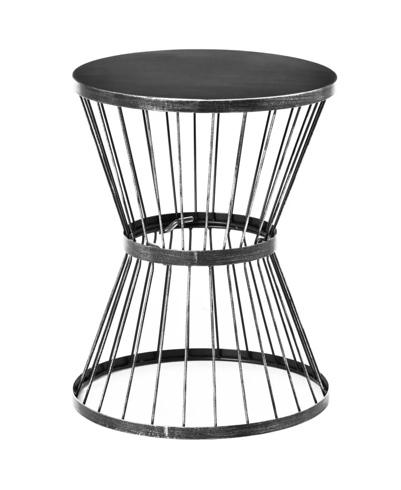 Outsunny 16" Steel Patio End Table, Side Table with Hourglass Design, Accent Table for Outdoor and Indoor Use