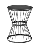 Outsunny 16" Steel Patio End Table, Side Table with Hourglass Design, Accent Table for Outdoor and Indoor Use