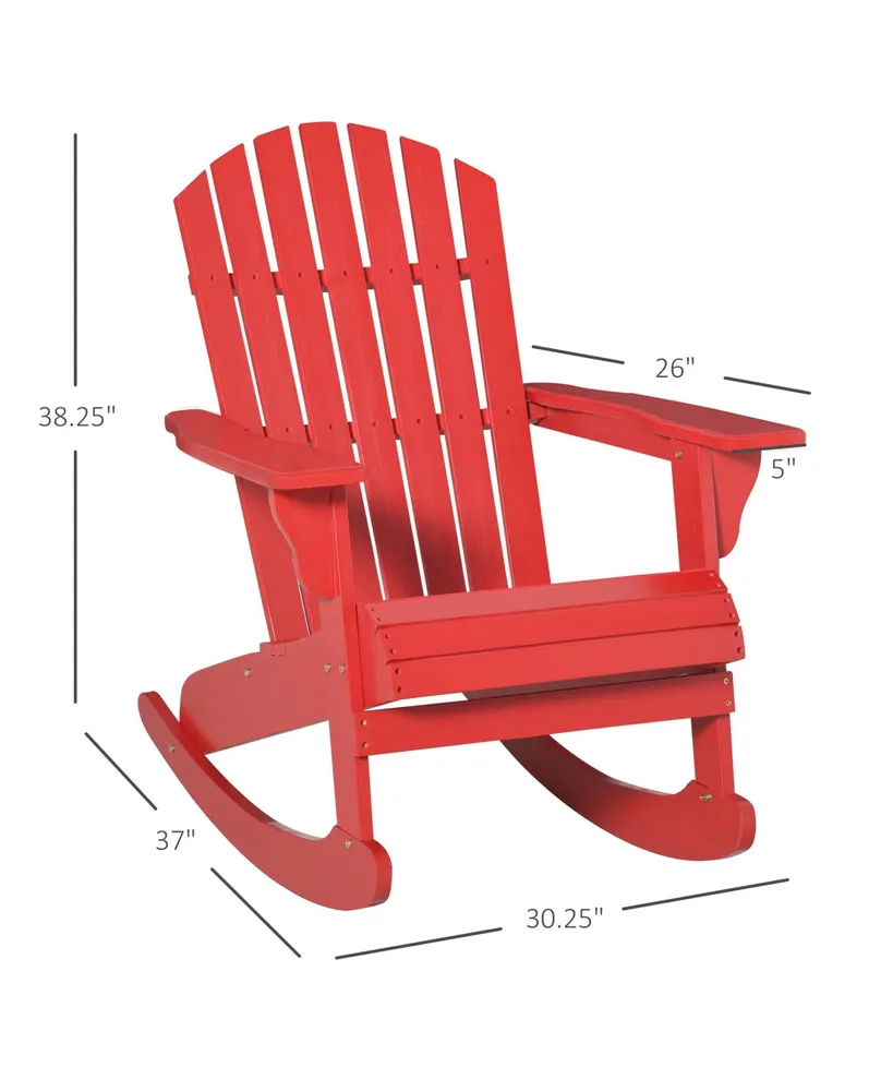 Outsunny Wooden Adirondack Rocking Chair Outdoor Lounge Chair Fire Pit Seating with Slatted Wooden Design, Fanned Back