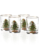 Spode Glassware, Set of 4 Christmas Tree Double Old Fashioned Glasses