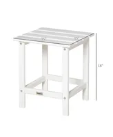 Outsunny Patio Side Table, 15" Square Outdoor End Table, Hdpe Plastic Tea Table for Adirondack Chair, Backyard or Lawn, White