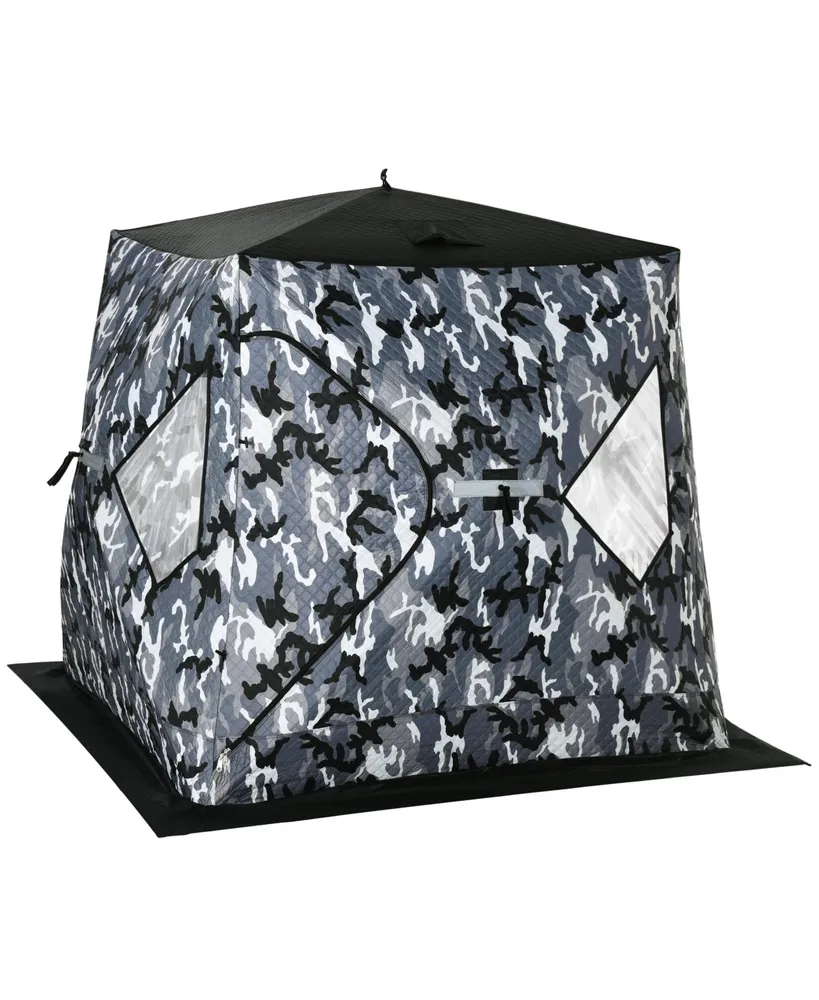 Outsunny 2 Person Insulated Ice Fishing Shelter Pop-Up Portable Ice Fishing  Tent with Carry Bag and Anchors for Lowest Temps -22°F, Camouflage