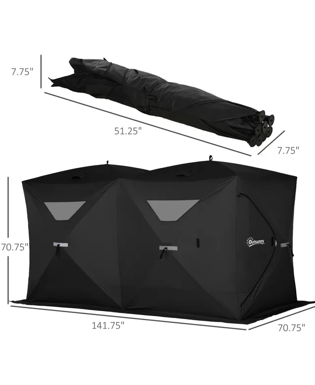 Outsunny 8 People Ice Fishing Shelter Pop-up Ice Fishing Tent, Red 