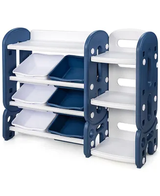 Costway Kids Toy Storage Organizer w/ Bins & Multi-Layer Shelf for Bedroom Playroom