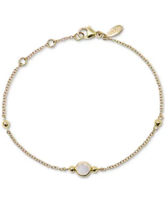 Anzie Moonstone & Polished Bead Link Bracelet in 14k Gold