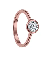 Rachel Glauber Ra 18K Rose Gold Plated with Cubic Zirconia Modern Bezel Ring