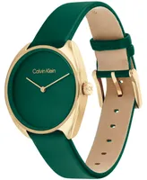 Calvin Klein Women's Quartz Green Leather Strap Watch 34mm