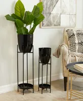 CosmoLiving Black Metal Planter with Removable Stand Set of 2