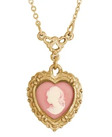 2028 Resin Pink Cameo Heart Necklace