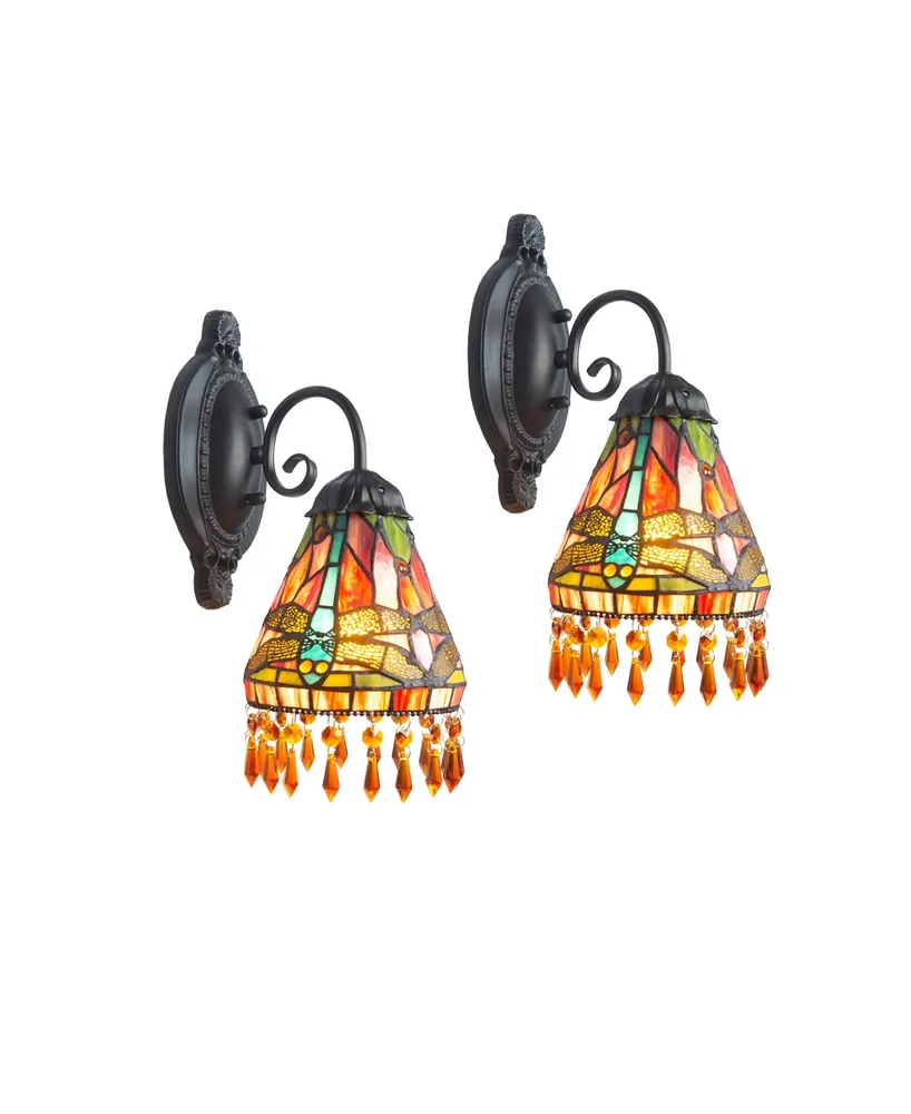 Dale Tiffany 2-Piece Dragonfly Beaded Wall Sconce Set