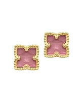 Adornia 14K Gold Plated Flower Pink Imitation Mother of Pearl Stud Earrings