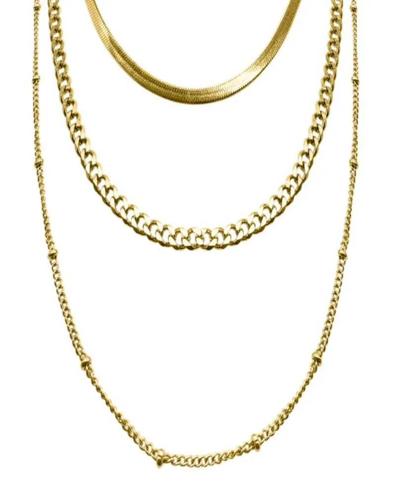 Adornia 18-21" Adjustable Plated Triple Layered Chain Necklace