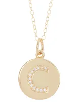 Adornia 18" Chain 14K Gold Plated Disc Necklace with Crystal Engraved Letter