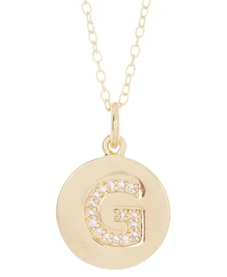 Adornia 18" Chain 14K Gold Plated Disc Necklace with Crystal Engraved Letter