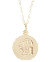 Adornia 18" Chain 14K Gold Plated Disc Necklace with Crystal Engraved Letter