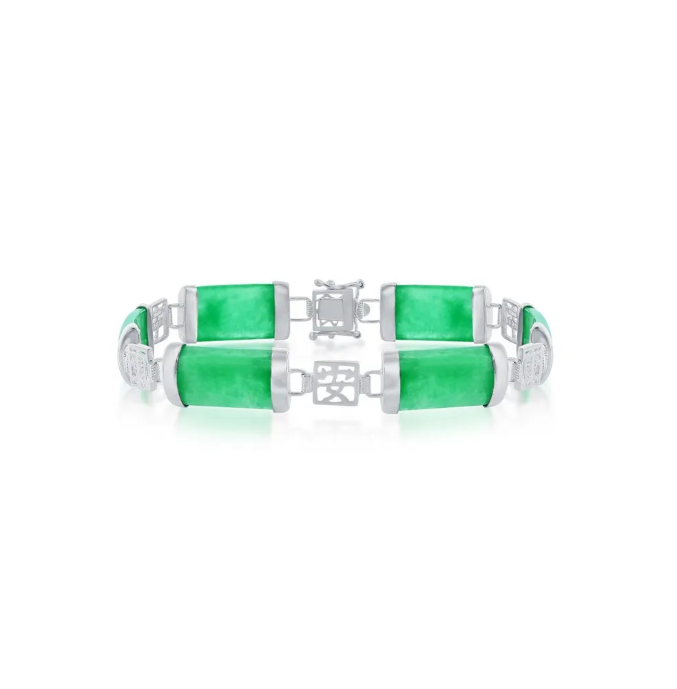 Caribbean Treasures Sterling Silver Linked Jade Bracelet