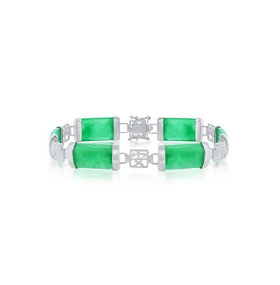 Sterling Silver Linked Jade Bracelet