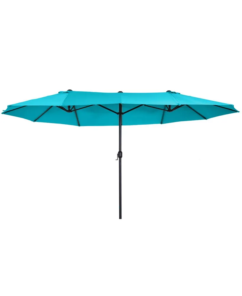 Outsunny 15ft Patio Umbrella Double-Sided Outdoor Market Extra Large Umbrella with Crank Handle for Deck, Lawn, Backyard and Pool