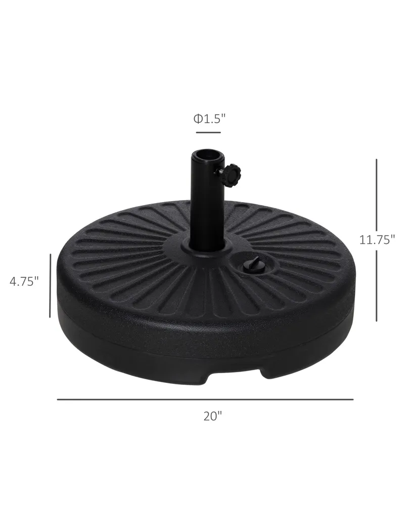 Outsunny Round Plastic Umbrella Holder, Fillable Patio Umbrella Base Stand for Outdoor, 46lb Water or 57lbs Sand, Black