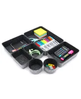 Welaxy 7 Piece Felt Drawer Organizer Set with Round Cups and Trays