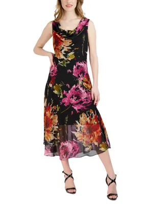 Kasper Petite Floral-Print Cap-Sleeve Sheath Dress
