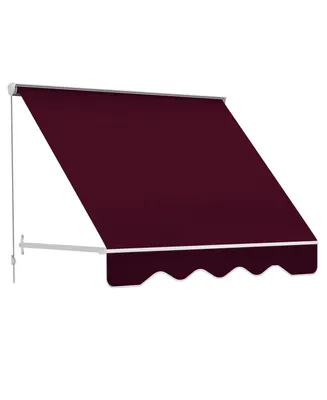 Outsunny 70.75" Drop Arm Manual Retractable Window Awning Sun Shade Shelter for Patio Balcony Outdoor, Aluminum, Wine Red