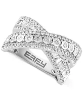 Effy Diamond Round & Baguette Crossover Statement Ring White Gold (3/4 ct. t.w.) (Also available 14k Gold)