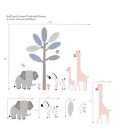 Lambs & Ivy Jazzy Jungle Elephant/Zebra/Giraffe/Tree Wall Decals/Stickers