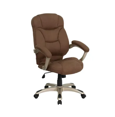 Emma+Oliver High Back Executive Ergonomic Office Chair With Silver Nylon Base And Arms