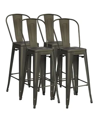 Costway Set of 4 High Back Metal Stool 30'' Seat Bar Height