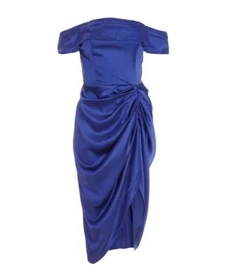 Quiz Women's Satin Bardot Ruched Midi Dress