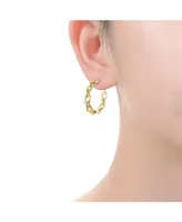 Rachel Glauber 14k Gold Plated Sterling Silver Modern Chain Link C-Hoop Earrings