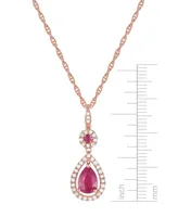 Ruby (1-1/4 ct. t.w.) and Diamond (1/3 Pendant Necklace 14k Rose Gold (Also Available Tanzanite)