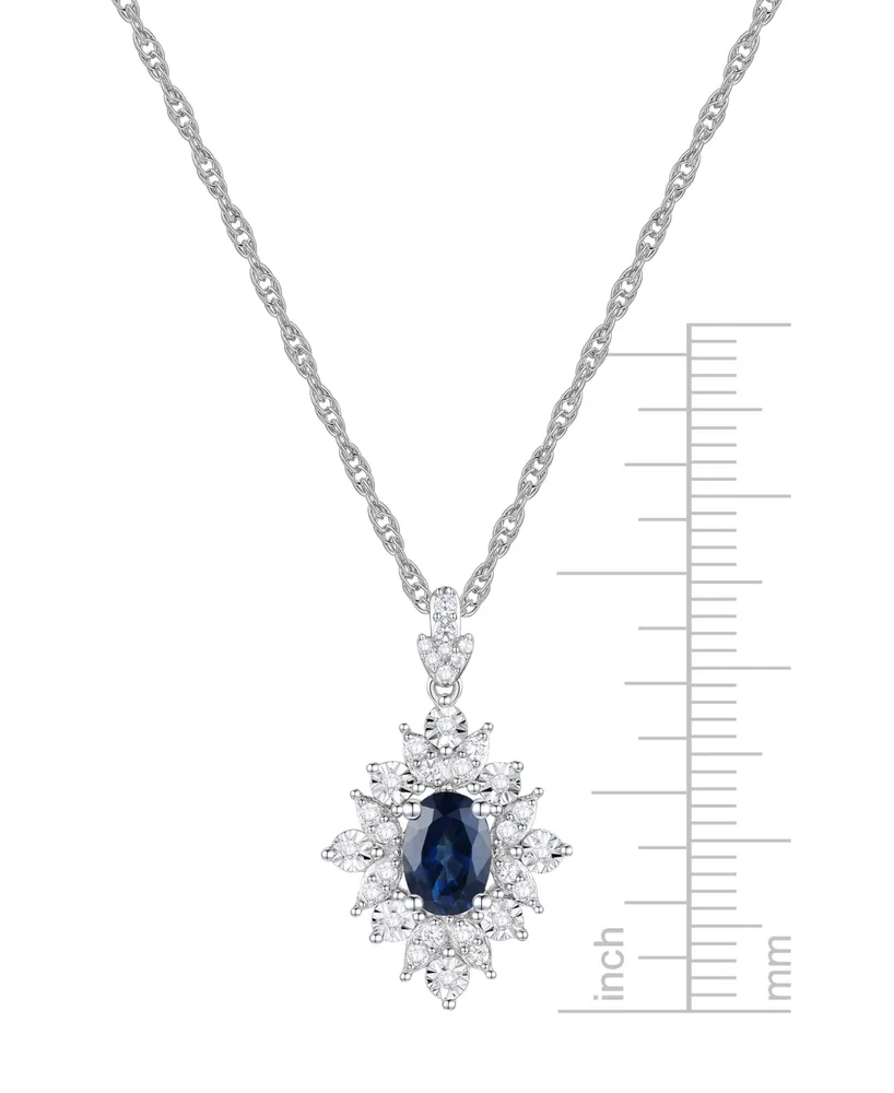 Sapphire (1 ct. t.w.) and Diamond (1/5 Pendant Necklace 14k White Gold (Also Available Ruby)