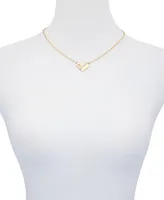 Vince Camuto Gold-Tone Chain and Heart Pave Rhinestone Pendant Necklace