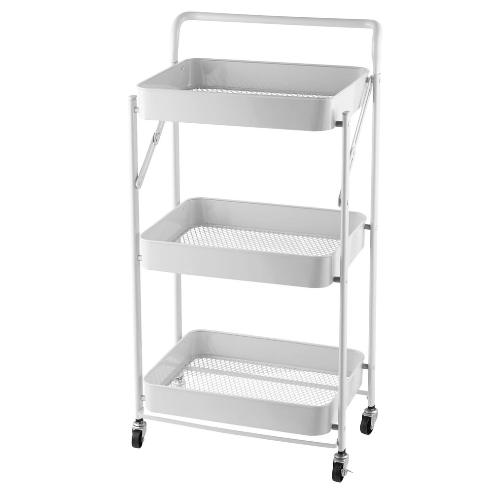 4 tier Rolling Utility Cart with Lockable Wheels, Adjustable Baskets Metal Storage Cart for Home Kitchen