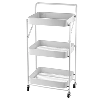 4 tier Rolling Utility Cart with Lockable Wheels, Adjustable Baskets Metal Storage Cart for Home Kitchen