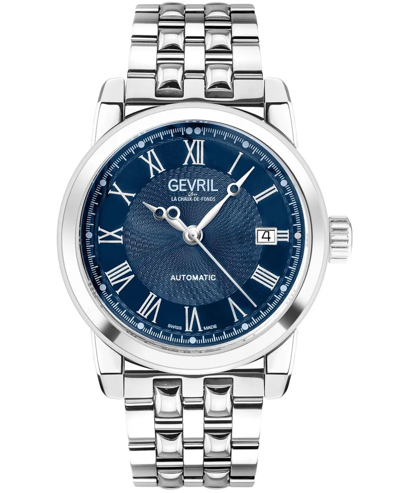 Gevril Men's Madison Swiss Automatic Silver-Tone Stainless Steel Watch 39mm