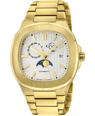 GV2 by Gevril Men's Potente Swiss Automatic Gold-Tone Stainless Steel Watch 40mm
