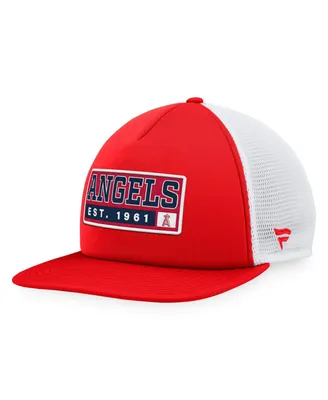Men's Majestic Red, White Los Angeles Angels Foam Trucker Snapback Hat
