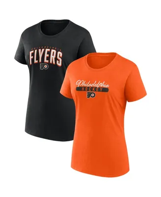 Women's Fanatics Orange, Black Philadelphia Flyers Two-Pack Fan T-shirt Set