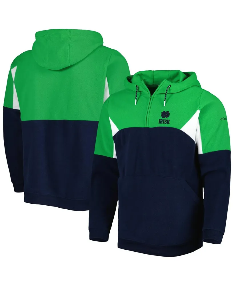 Men's Columbia Navy, Green Notre Dame Fighting Irish Lodge Quarter-Zip Hoodie