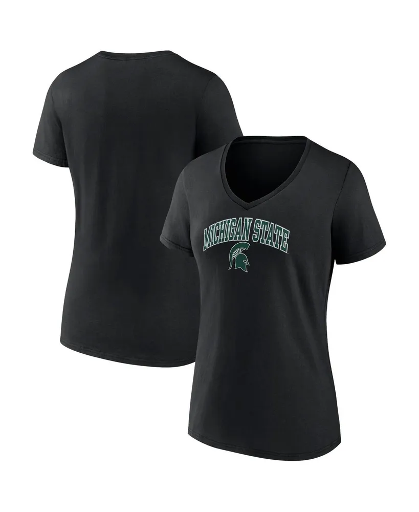 Women's Fanatics Black Michigan State Spartans Evergreen Campus V-Neck T-shirt