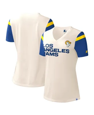 Women's Starter White Los Angeles Rams Kick Start V-Neck T-shirt