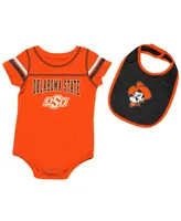 Newborn and Infant Boys and Girls Colosseum Orange Oklahoma State Cowboys Chocolate Bodysuit and Bib Set