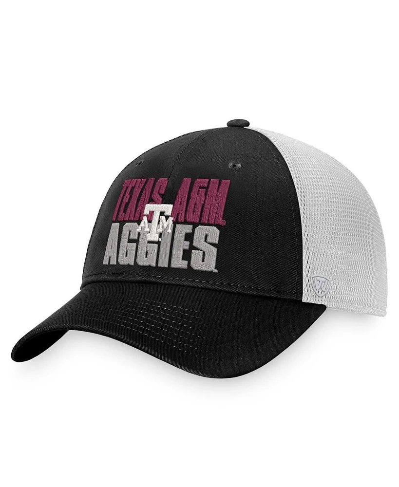 Men's Top of the World Black, White Texas A&M Aggies Stockpile Trucker Snapback Hat