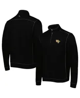 Men's Tommy Bahama Black Wake Forest Demon Deacons Tobago Bay Tri-Blend Half-Zip Pullover