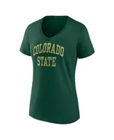 Women's Fanatics Green Colorado State Rams Basic Arch V-Neck T-shirt